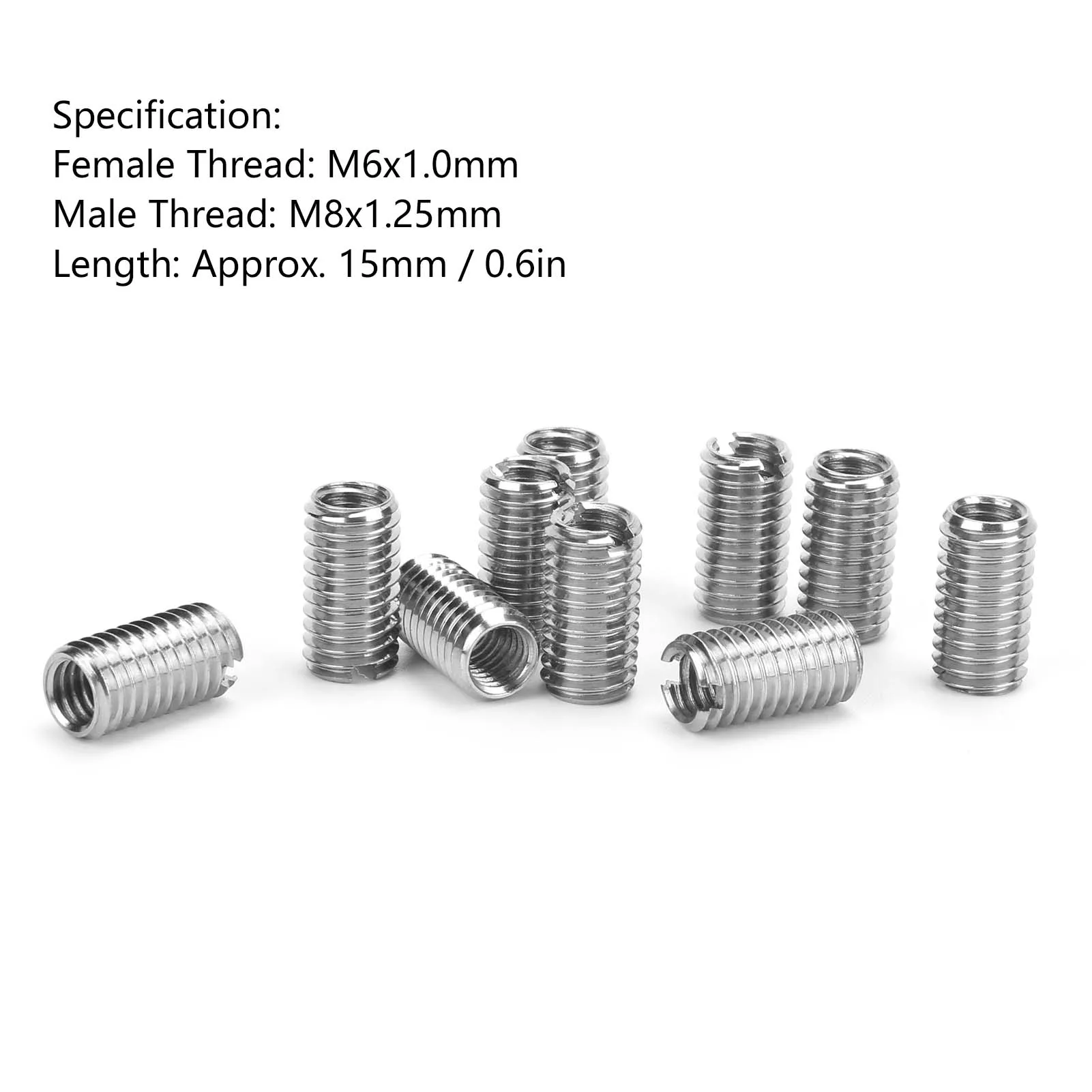 10Pcs Thread Inserts Male Female Reducing Nut Stainless Steel Thread Reducing Nut Repair Tool Industrial Fastener Hardware