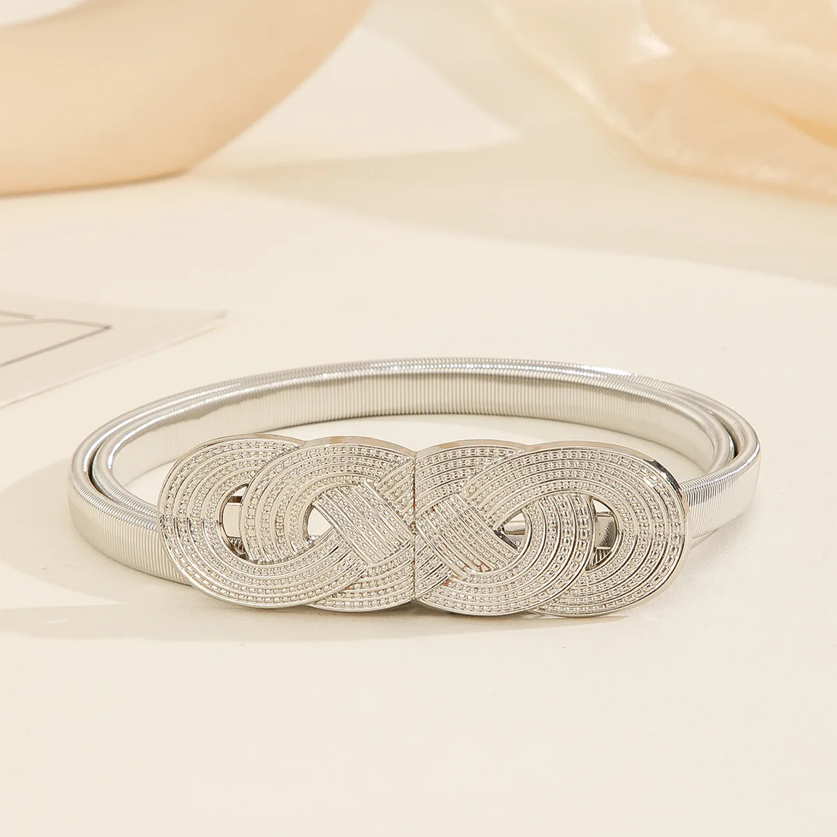 حزام سلسلة معدنية قابلة للتعديل، حزام مطاطي نسائي ذهبي وفضي للجينز والفساتين، إكسسوار Y2K