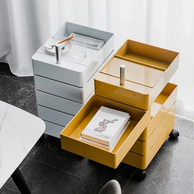360 degree rotating movable bedside cabinet ins with wheel office multi-layer rack storage file cabinet