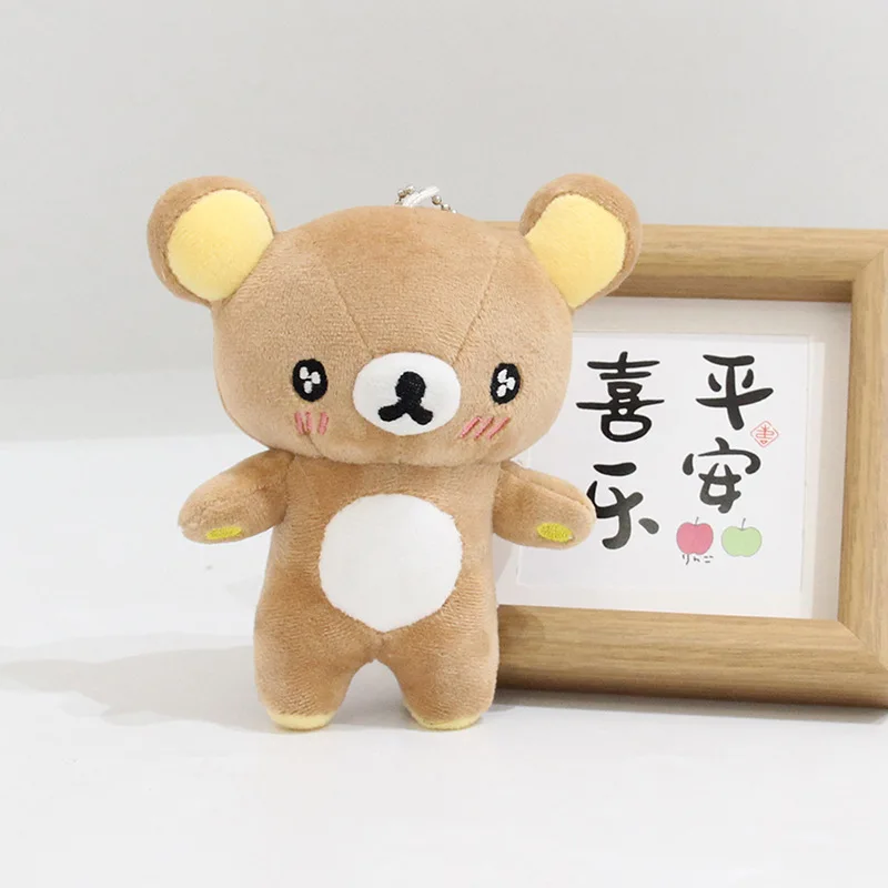 Bonito dos desenhos animados estrela-olho urso relaxado chaveiro pingente de pelúcia urso come saco de pizza pingente presente para amigos