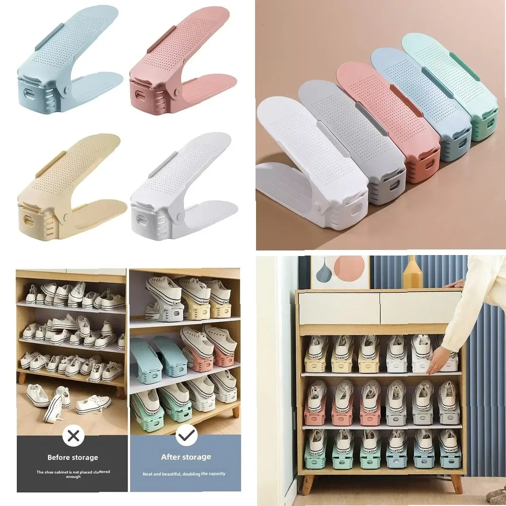 

10 Pcs Adjustable Shoe Stacker Organizer, Double Deck Shoe Rack Holder, Space Saver Slots for Closet Organization