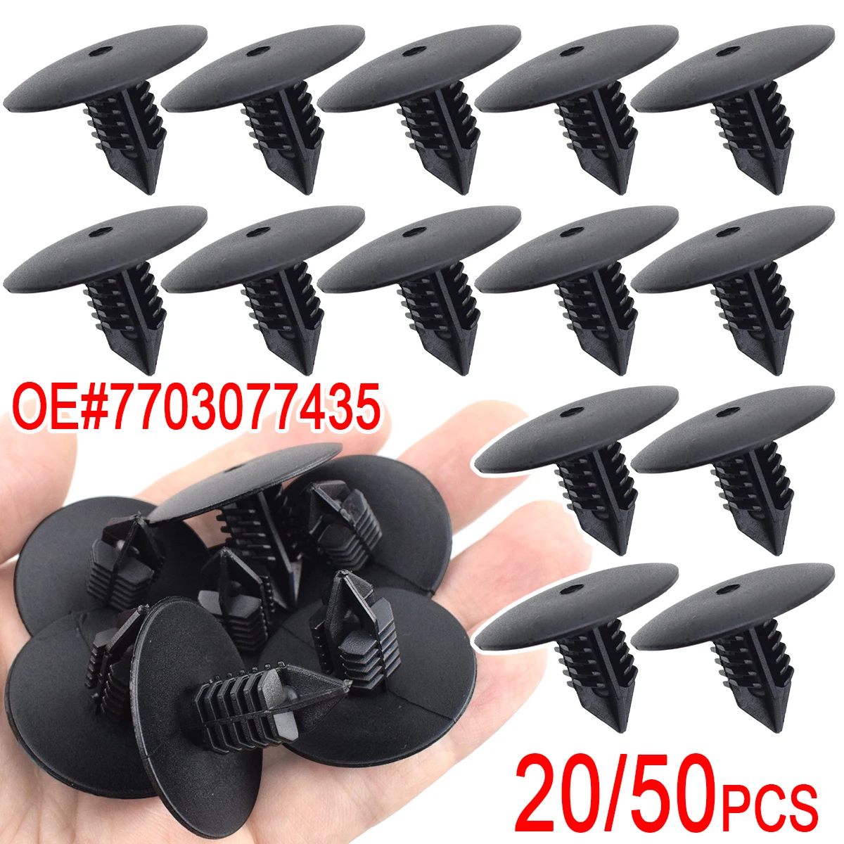 50/20Pcs 10mm Car Wheel Arch Lining Splash Guard Trim Spruce Clips Fender Bumper Rivet Fastener For Toyota VW Renault 7703077435