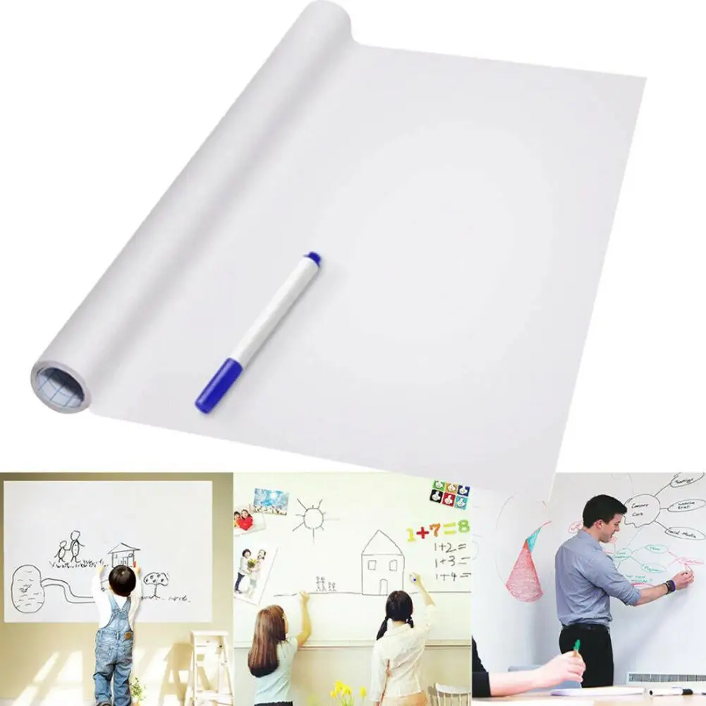 45x200cm Whiteboard Aufkleber wasserdichte Tapete Dekor erinnern Message Boards Whiteboard Tafel mit Stift Kind schreiben Graffiti