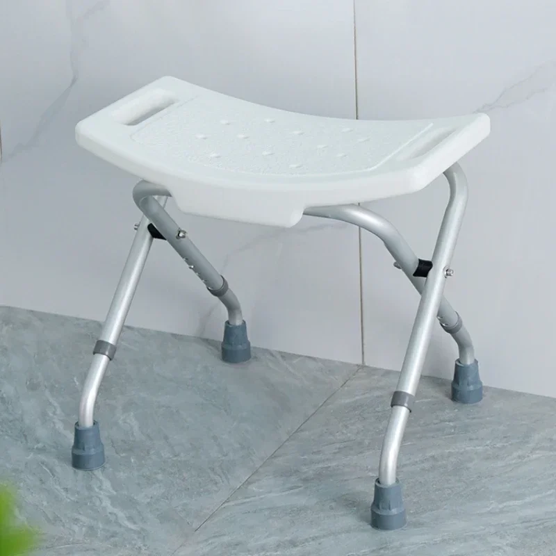 Elderly Bath Chair Shower Stool Bathroom Non-Slip Bath Chair Foldable Height Adjustable Bath Bench Aluminum Alloy