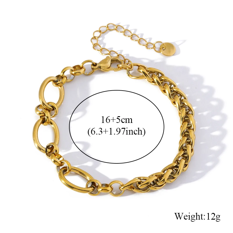 EILIECK 316L Edelstahl Goldfarben Asymmetrisches Kettenhalsketten-Armband-Set für Damen Modischer Wasserdichter Schmuck Damengeschenk – Detail 7