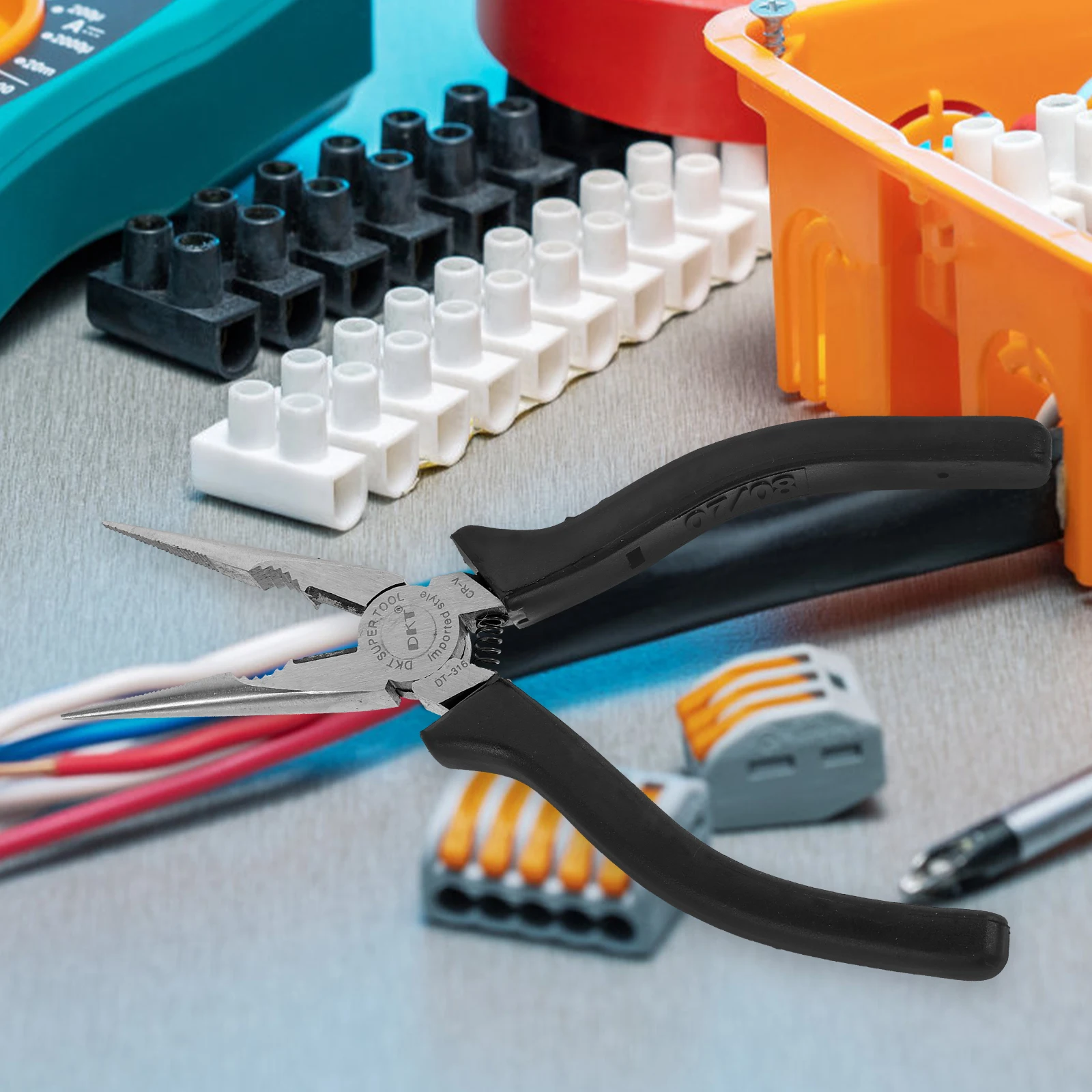 

Long Nose Pliers Precision Grade Hardened Cutting Edges Extended Reach for Tight Areas Wire Cutter Stripping Pliers