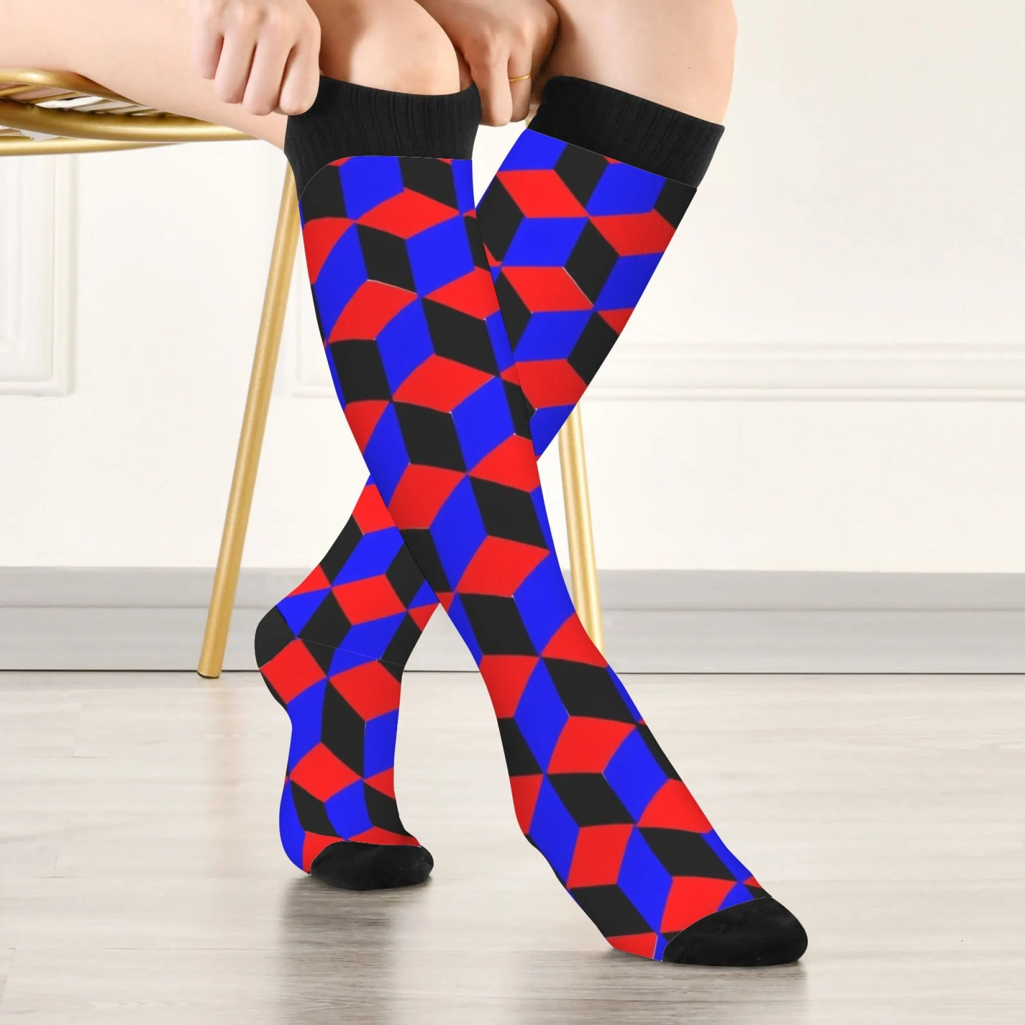 Dreidimensionale Strümpfe mit quadratischem Muster, verrückte Party, Straße, Hip-Hop-Trend-Socken, Geschenk, Unisex, Retro-Mode, lässige Socken