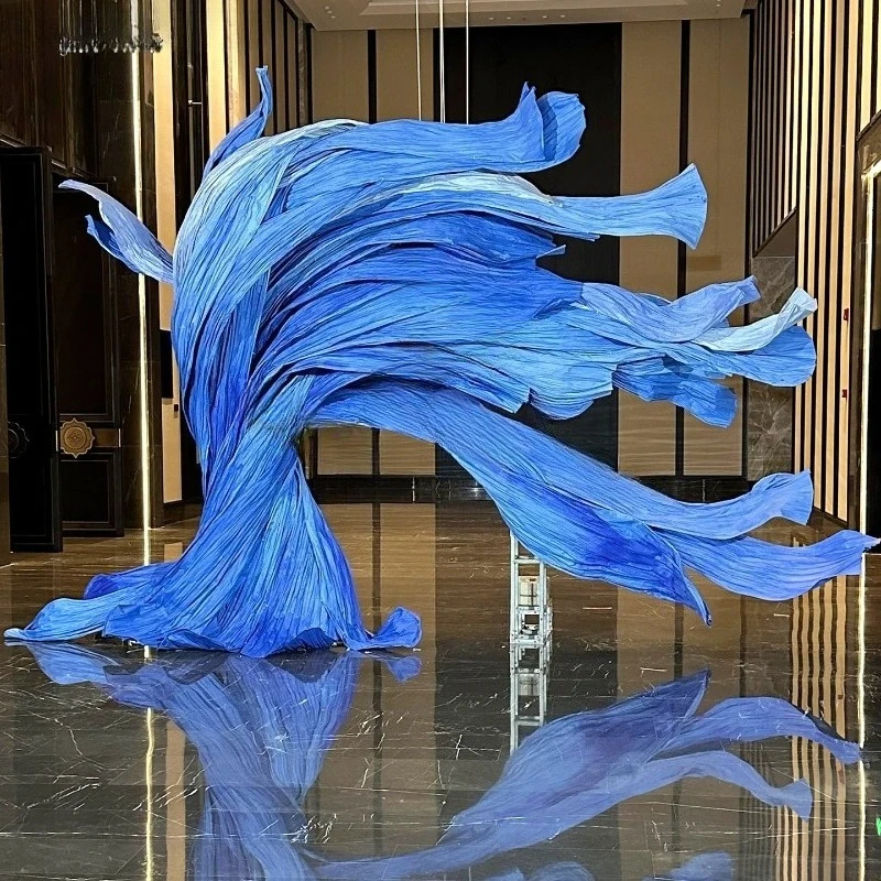 Ribbon paper art flower installation art plastic free shape background flower