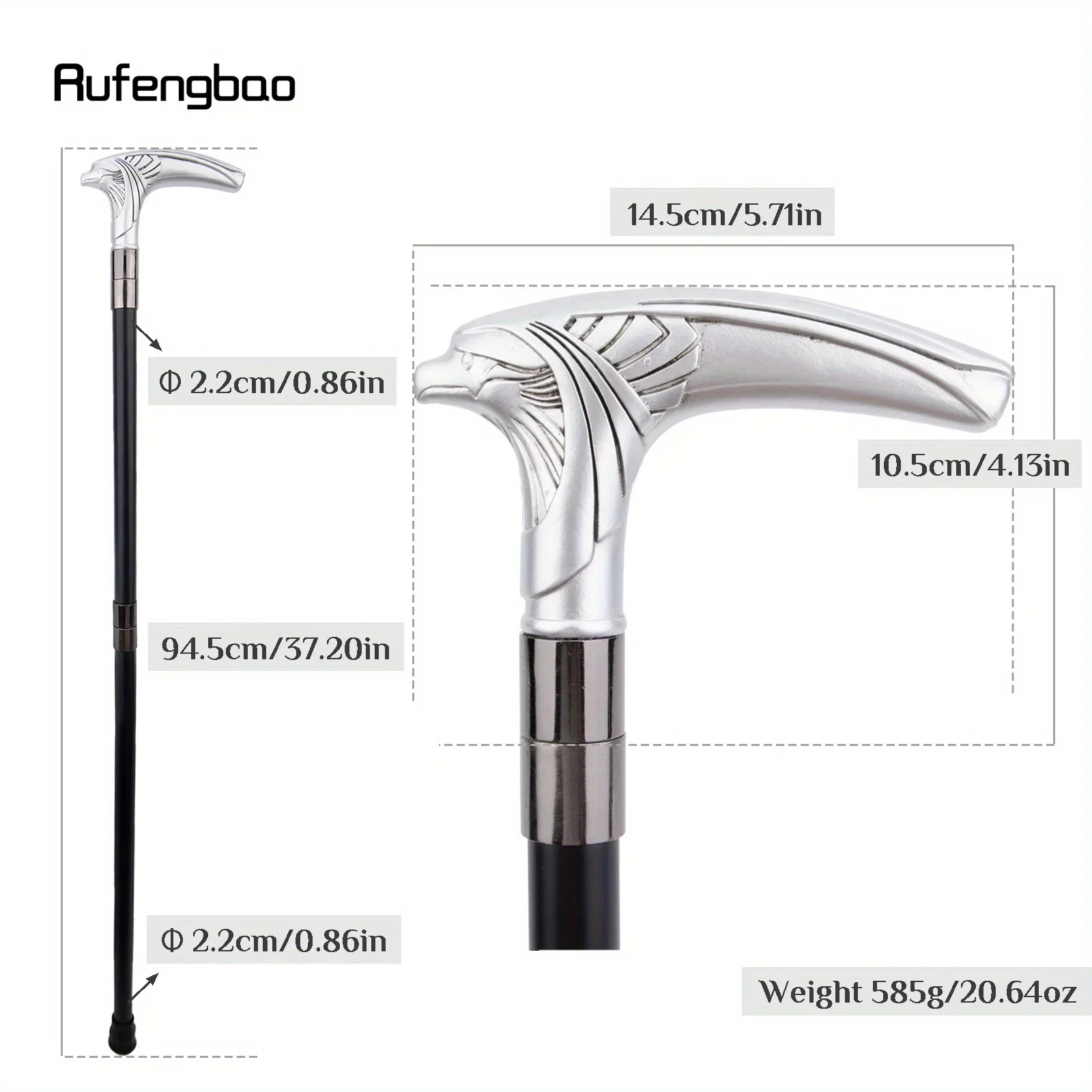 White Resin Eagle Head Walking Cane Fashion Decorative  Stick Gentleman Cosplay Cane Knob Crosier Performance Stage Cane 94cm
