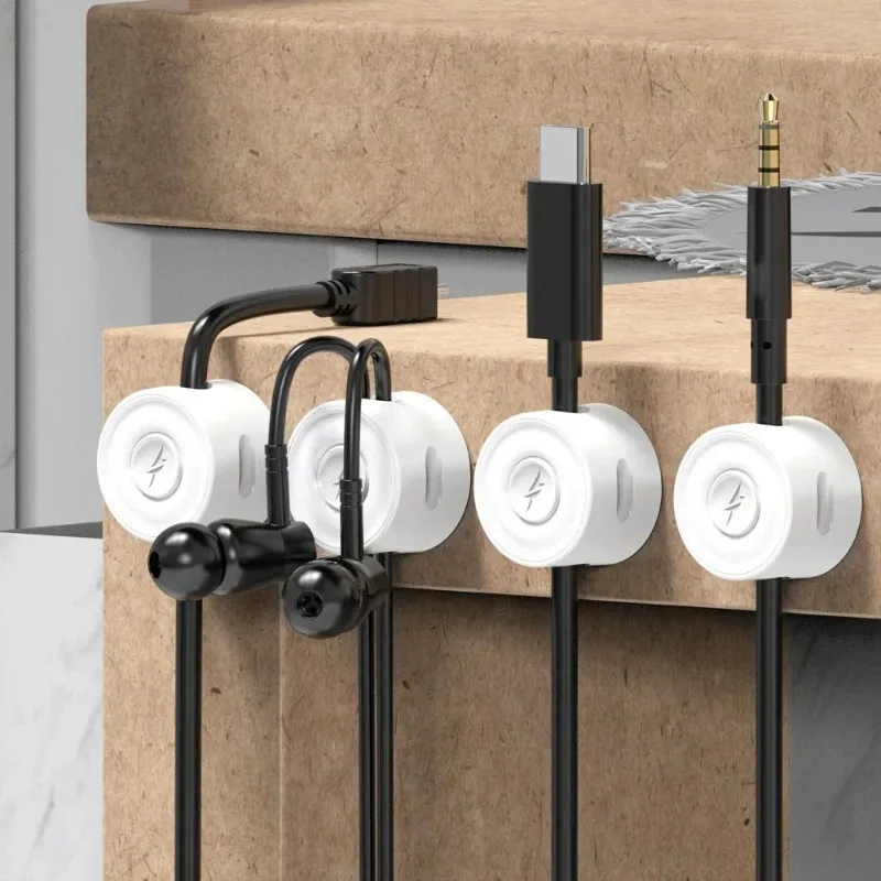 Magnetic Cable Clips Adhesive Smooth Cord Holder Desktop Cable Management Winder Keeper Cable Organizer Holder Wall Mounted Hook