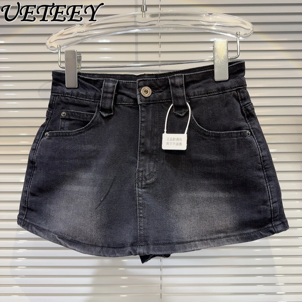 2024 Spring and Summer New Niche Street Hot Girl Mini Skirt Wash Design Anti-Exposure Denim Short Hip Skirts for Women