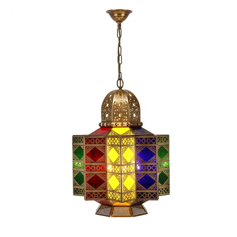 Modern chandelier arab muslim retro style copper  hotel living room, dining  aisle, balcony lighting