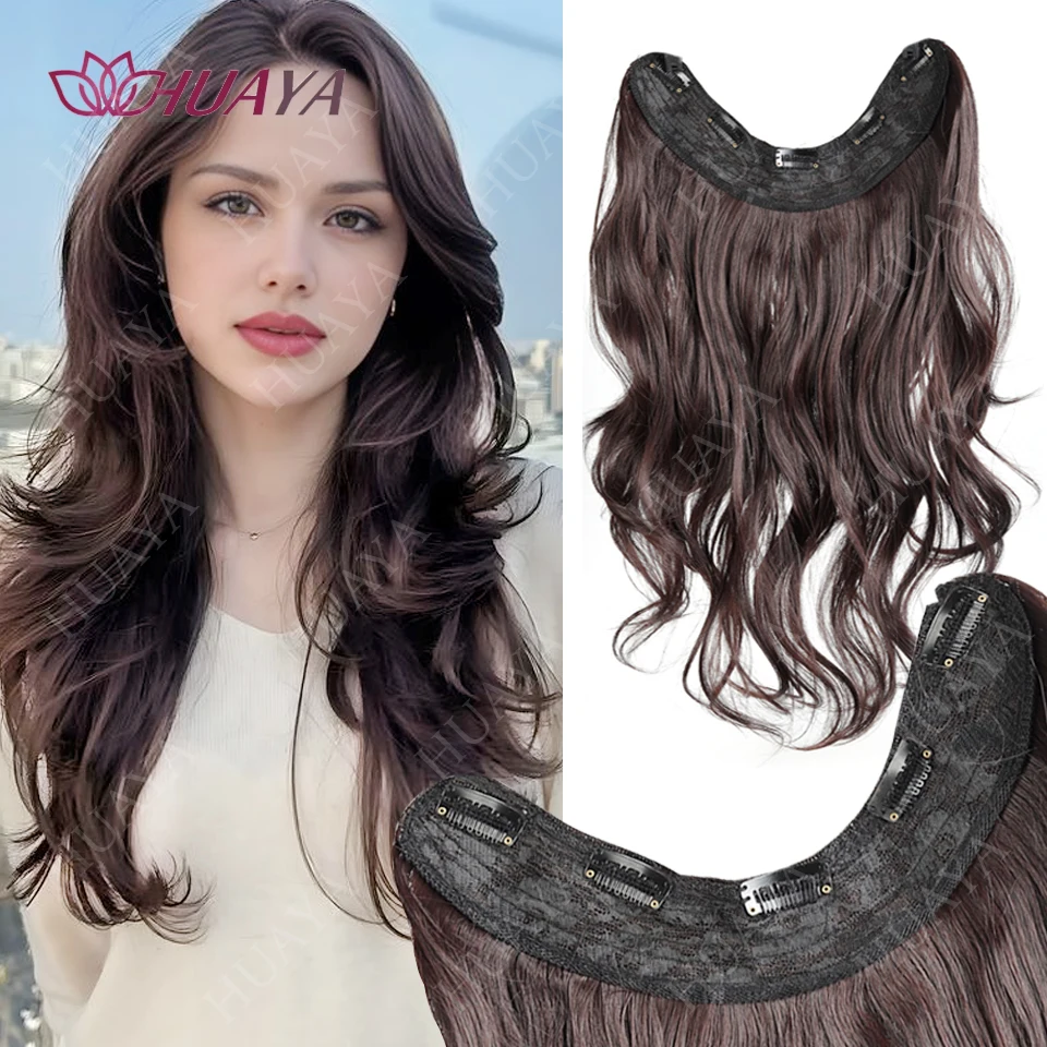Clip in Hair Extensions 20” One Piece Hair Extension Long Wavy Layered Hairstyles Natural Soft Synthetic Hairpieces for Women