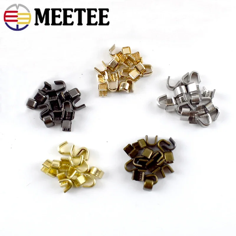 50g Meetee Brass U Style Zipper Stopper Non-slip for 3# 5# 8# 10# Metal Nylon Resin Zippers Repair Crafts Hardware Accessories