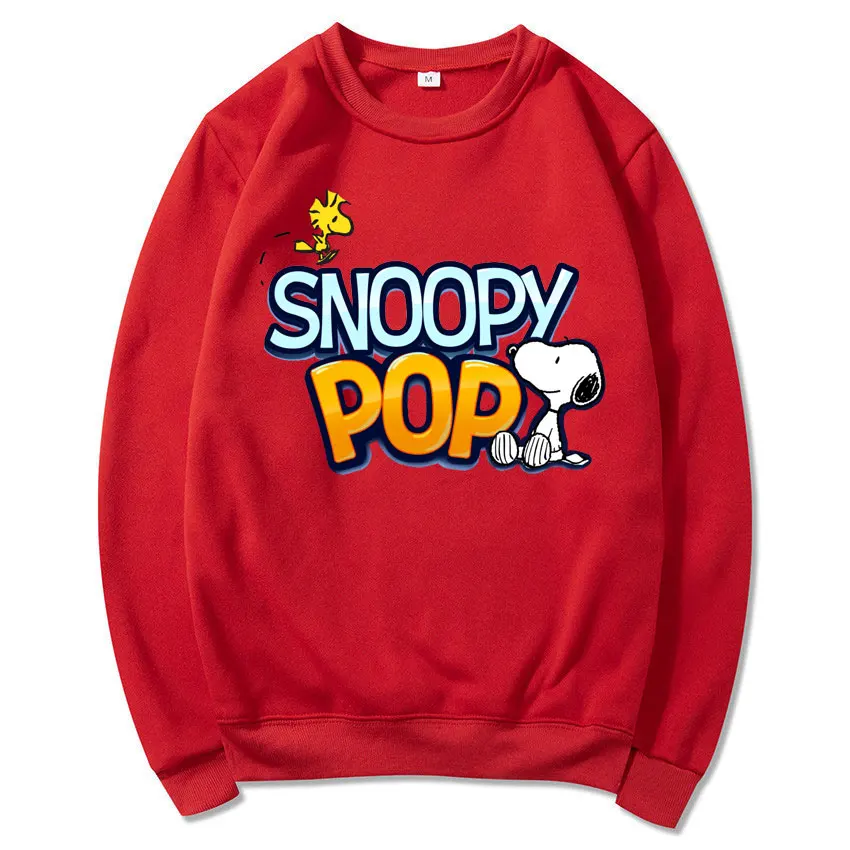 Yellow Snoopy Cartoon Anime Women Pullover Spring Autumn Men O-neck Hoodie 2024 New Fashion Oversized Couple Sweatshirt Tops