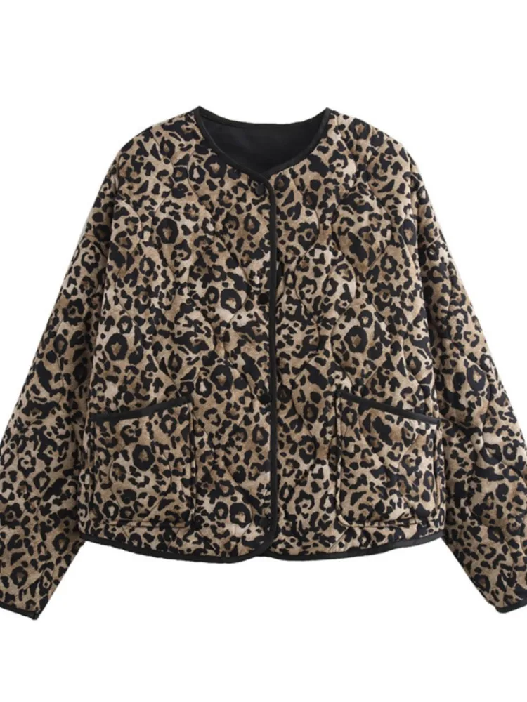 

Lightweight Leopard Print Winter Jacket Woman Long Sleeve Pocket Loose Casual New In Coats & Jackets Куртка Зима Женская 2025