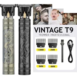 Máquina de corte de cabelo elétrica USB T9 para homens, Cabeleireiro recarregável, Barbeador profissional, Barbeador