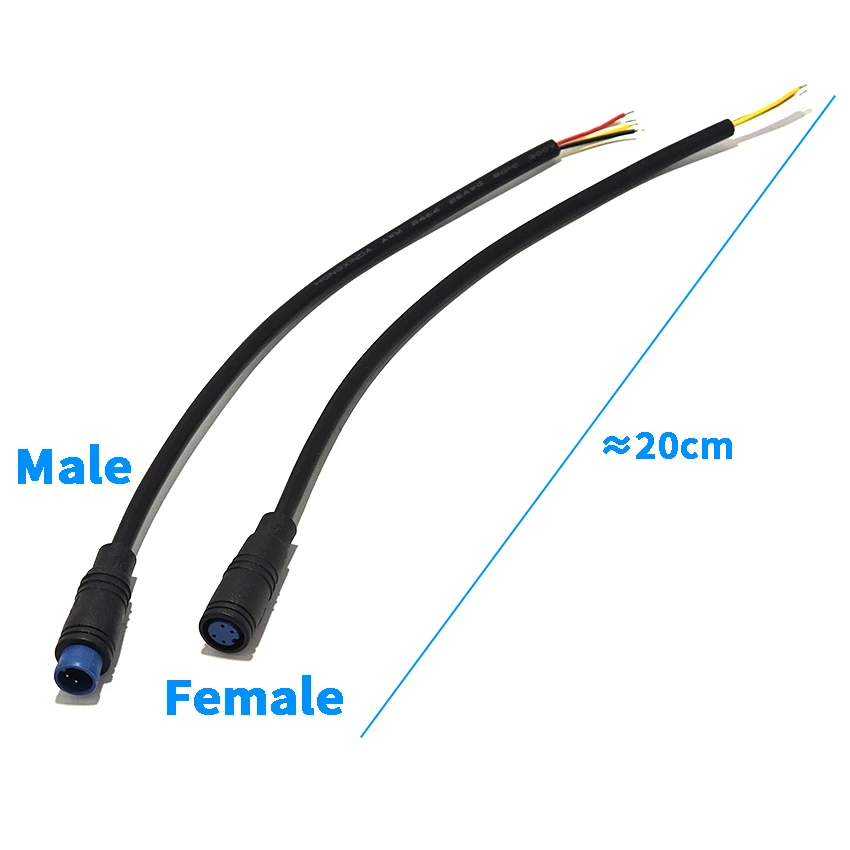 M8-2/3/4/5/6Pin Cable Base Injection Molded Connector Waterproof Aviation Plug 20cm Each for Male Female Cables