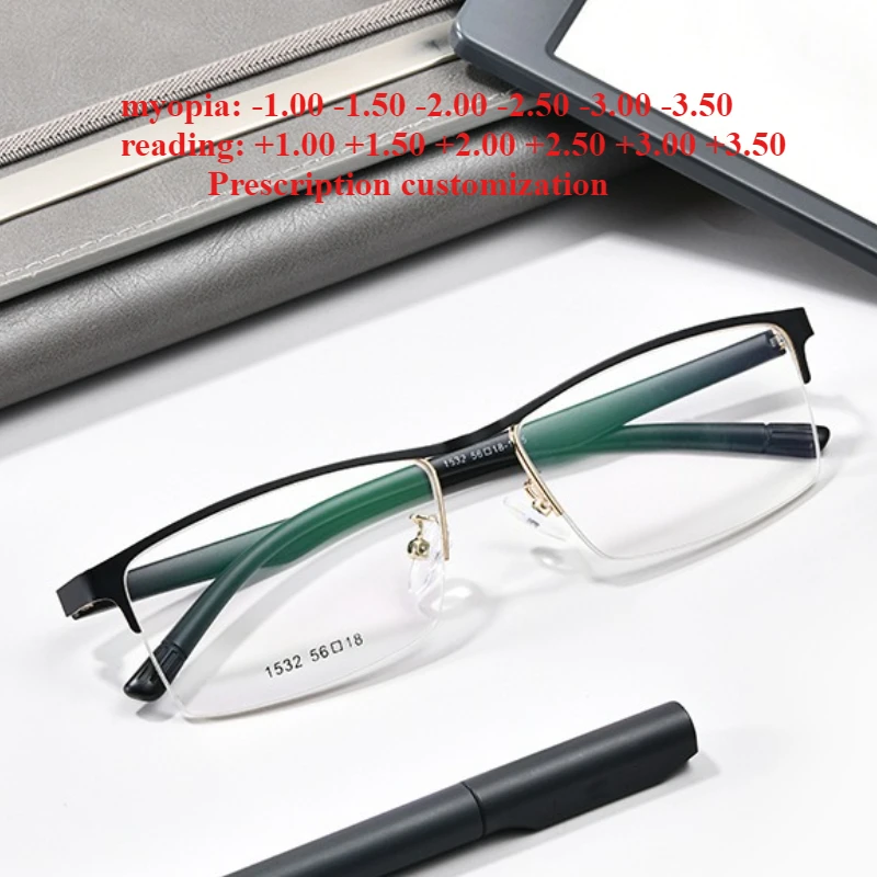 

Новые модные мужские очки для чтения в полуоправе с защитой от синего цвета могут быть изготовлены по индивидуальному заказу для очков по рецепту при близорукости и астигматизма.