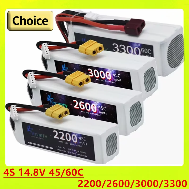 

4S 14.8V 45C 2200MAh 2600MAh 3000MAh/3300MAh 60C Lipo Battery for RC Car FPV Quadcopter Helicopter Drone Racing Model Hobby