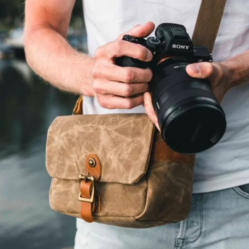 Camera Sling Bag & Fanny Pack 2-in-1 Waterproof Canvas Crossbody Camera case for DSLR/SLR/mirrorless camera Shoulder Bag