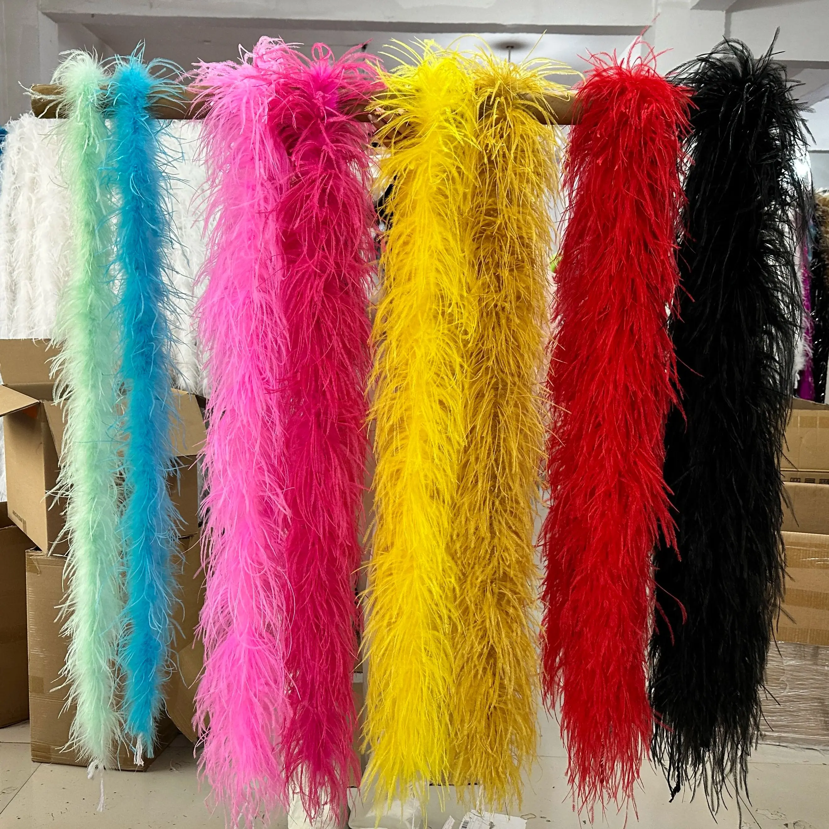 2M Custom-made Ostrich Feather Boas 1-12 Ply High Quality Ostrich Feather Shawl Wedding Party Dresses Scraft Decor Plumas Boas