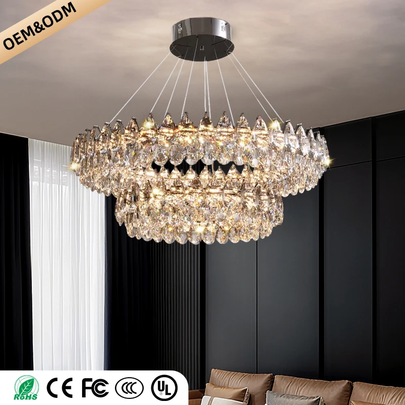 

Круглая люстра для гостиной, столовой и спальни, минималистичная подвесная лампа, роскошная хрустальная светодиодная люстра