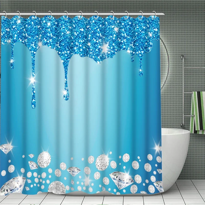 1/4 piece shower curtain set, waterproof bathroom partition curtain with hooks, anti-slip bath rug, U shape mat, toilet seat cov