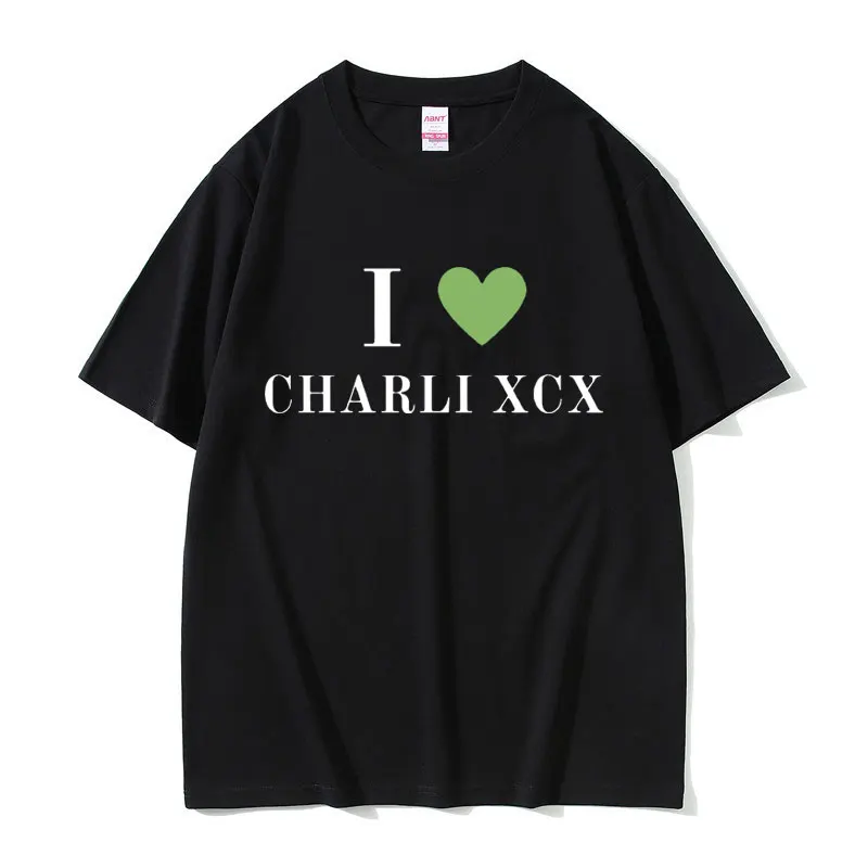 I Love Charli Xcx Graphic Print T-shirt Unisex Fashion Casual Cotton T Shirts Men Women's Vintage Hip Hop Oversized Short Sleeve