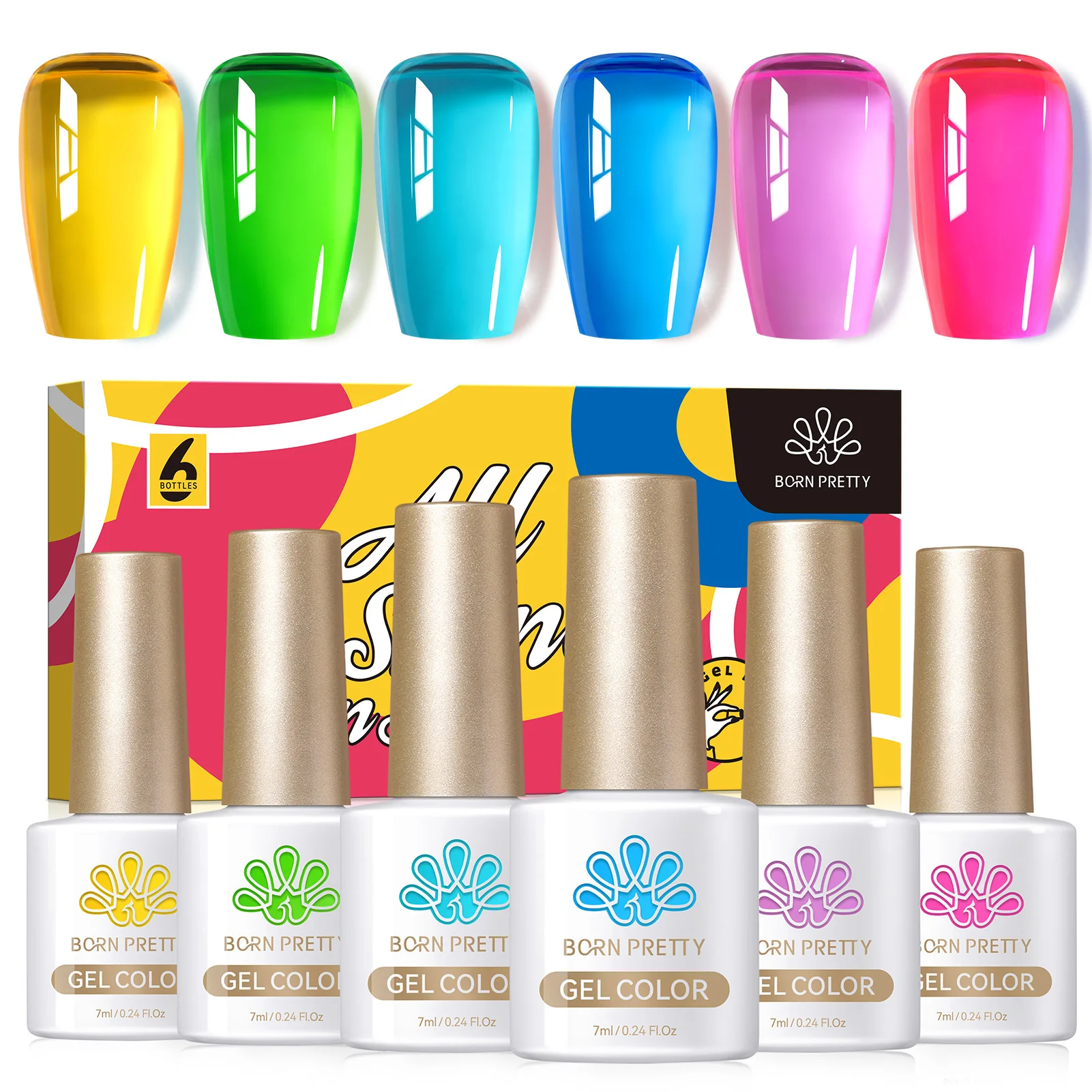 BORN PRETTY Soda Ice Jelly Gel Nail Polish Set Gorgeous Color Full Coverage Semi Permanent Varnish Soak Off UV LED Gel Kit