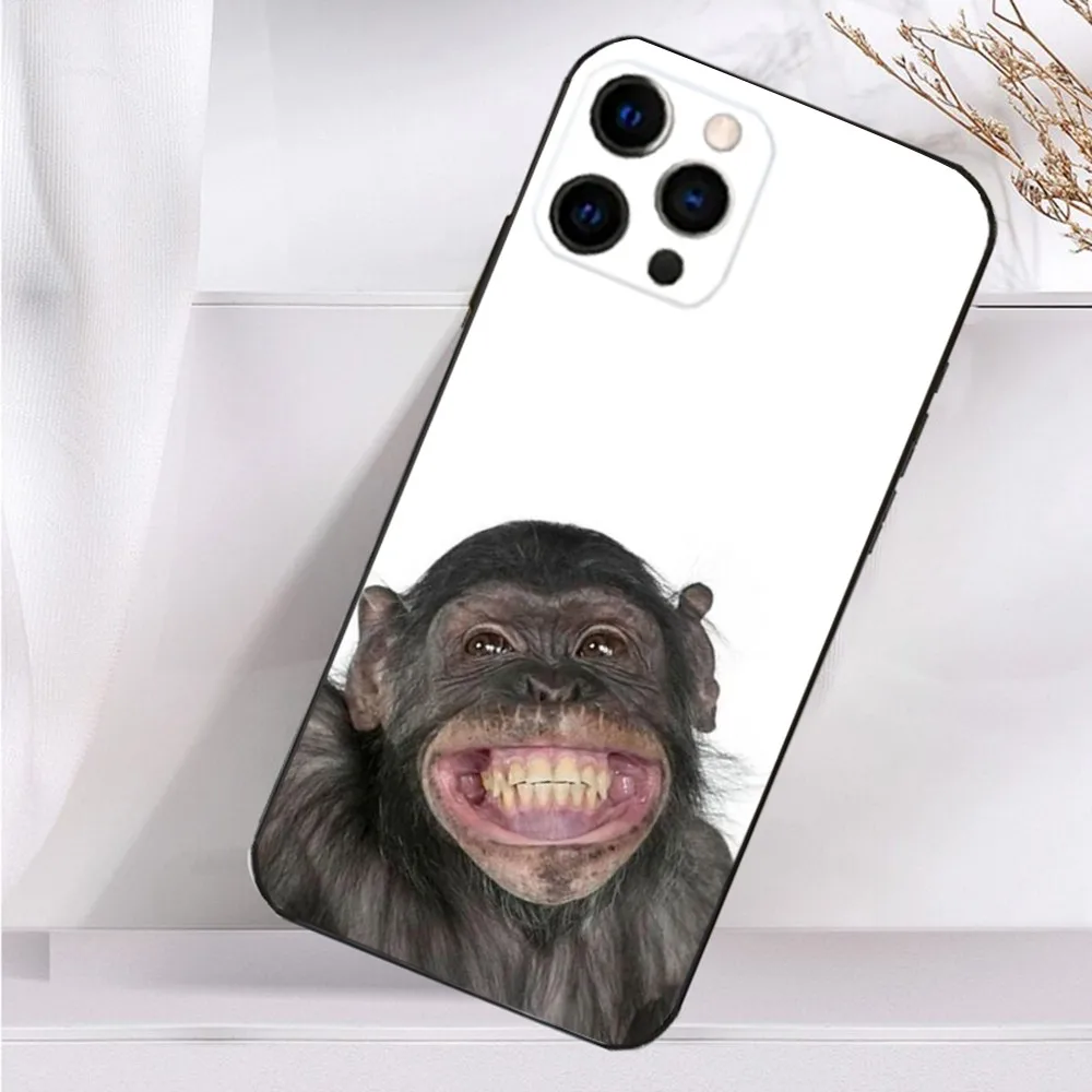 Monkey Sipping Caprisun Phone Case For iPhone 16,15,14,13,12,11 Plus,Pro Max,XS,X,XR,SE,Mini,8,7 Soft Silicone Black Cover