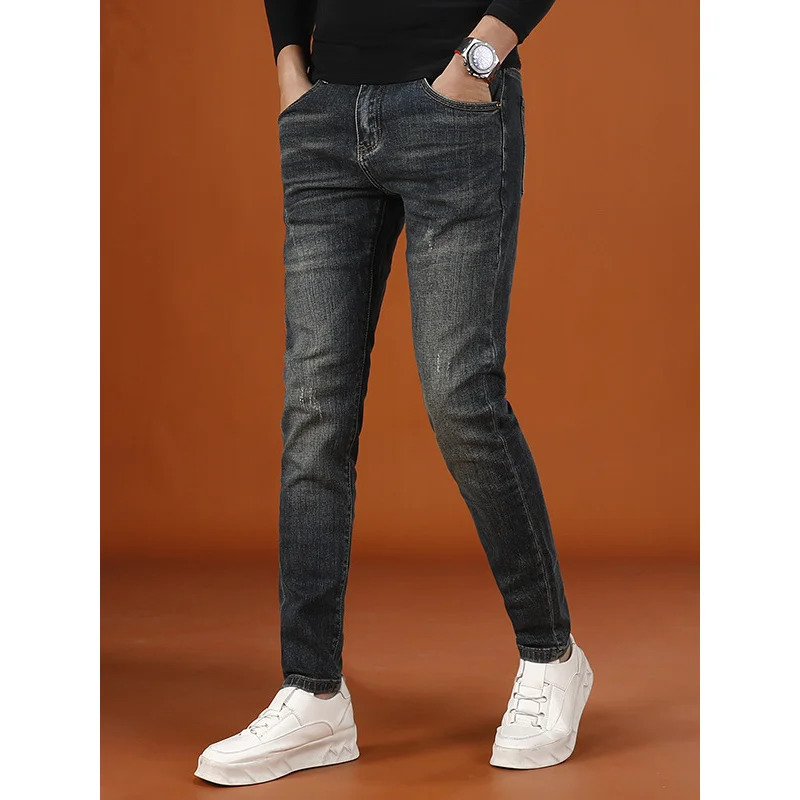

2025 New Autumn High end Stretch Men's Jeans Fashion Versatile Casual Pants Men's Small Foot Long Pants