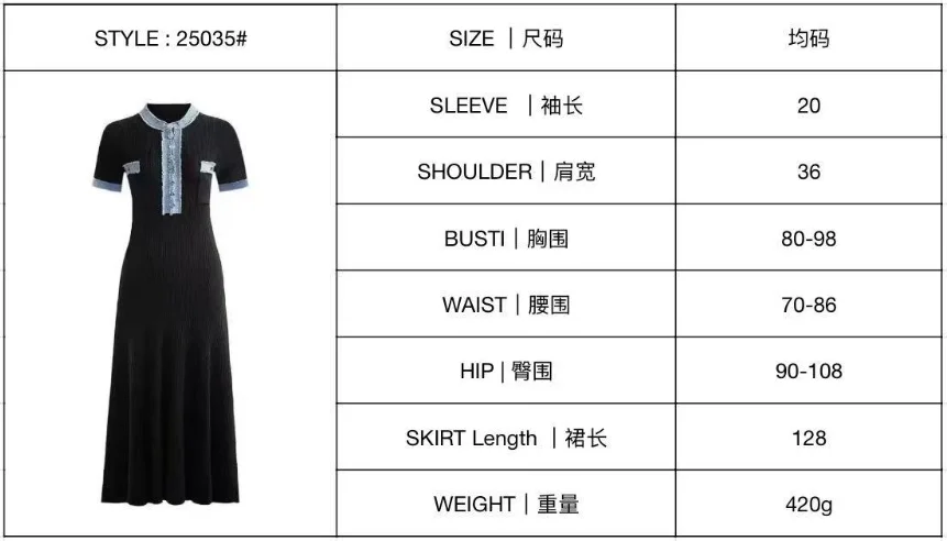 STYLISH LADY Denim Patchwork Knitted Dress 2025 Autumn Women Short Sleeve O Neck Button Bodycon Elegant OL Party Maxi Dresses