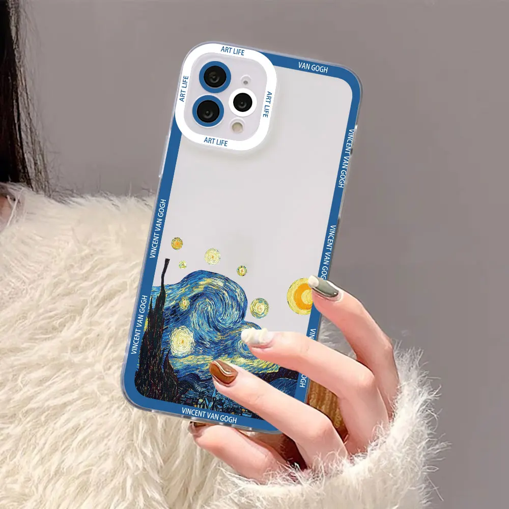 Van Gogh Art Sunflowers Starry Night Cover For VIVO V29E V27 V27E V25 V23 V23E V21E V21 V20 V20SE Y19 Y17 Y17S Y16 Y15S 5G Case