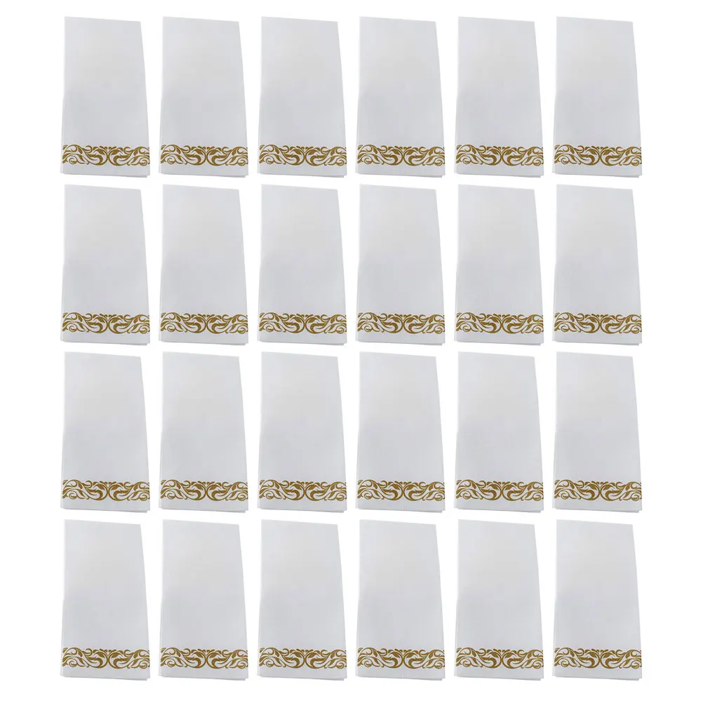 

50 Pcs Dinner Napkins Golden Printed Paper Party Accessories European and Bulk