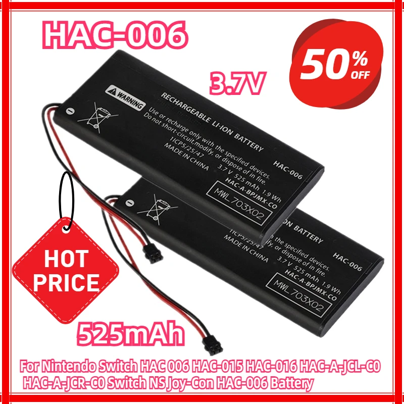 

For Nintendo Switch HAC 006 HAC-015 HAC-016 HAC-A-JCL-C0 HAC-A-JCR-C0 Switch NS Joy-Con HAC-006 525mAh Battery