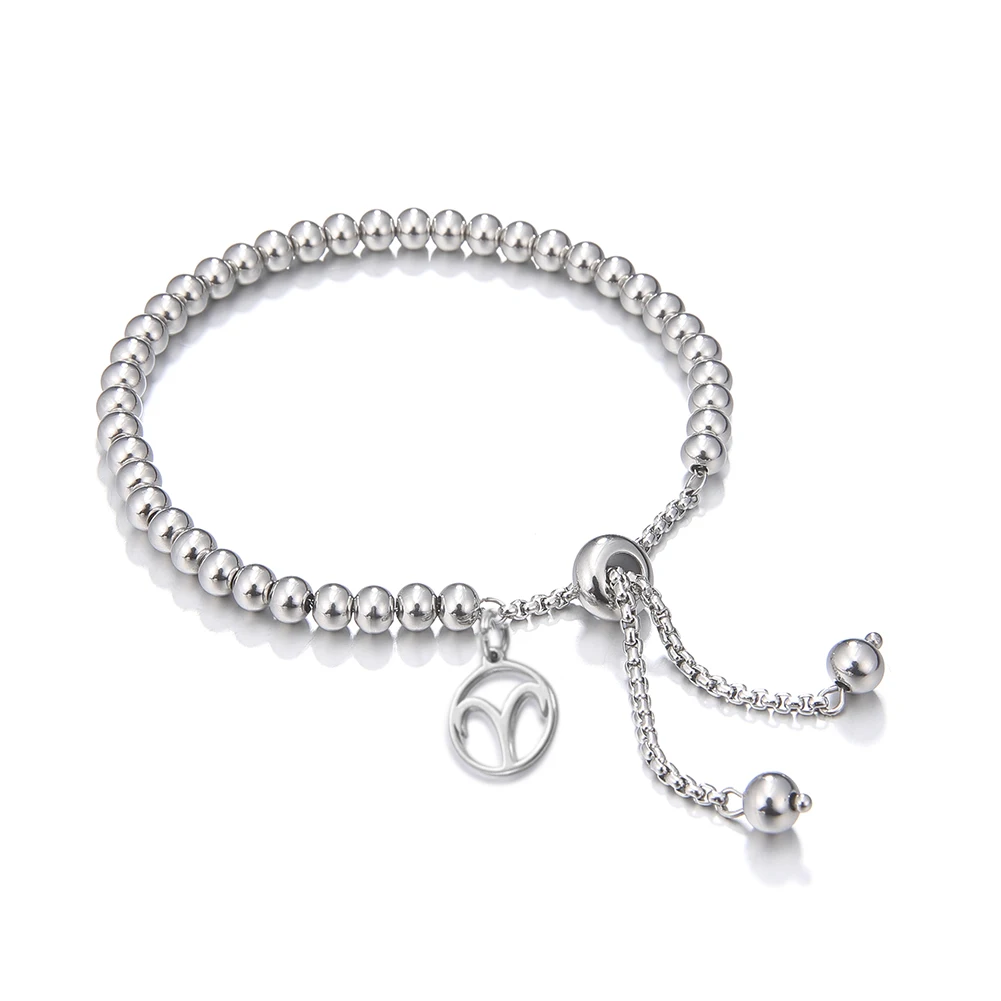 

Amaxer 12 Constellation Bracelet 5mm Stainless Steel Bead Chain Bangles For Men Women Birthday Party Daily Wear Jewelry Gift