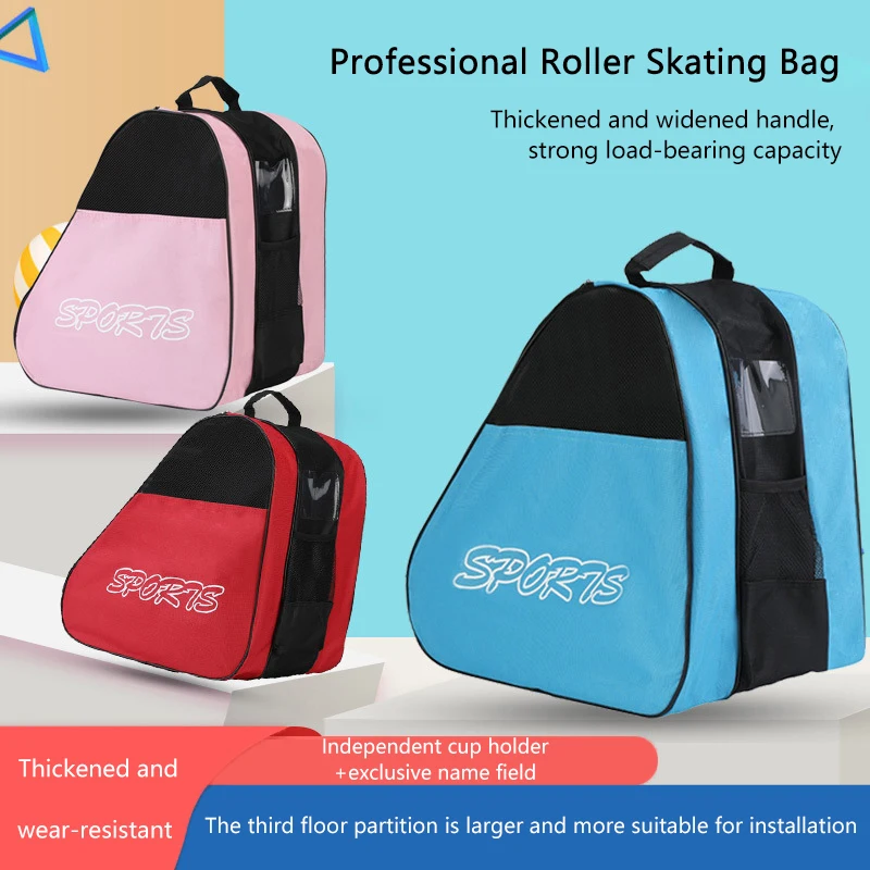 Portable Roller Skates Bag Large Capacity Ice Skating Bag Breathable Kids Inline Skates Bag Skates Storage Bag Skating Shoes Bag