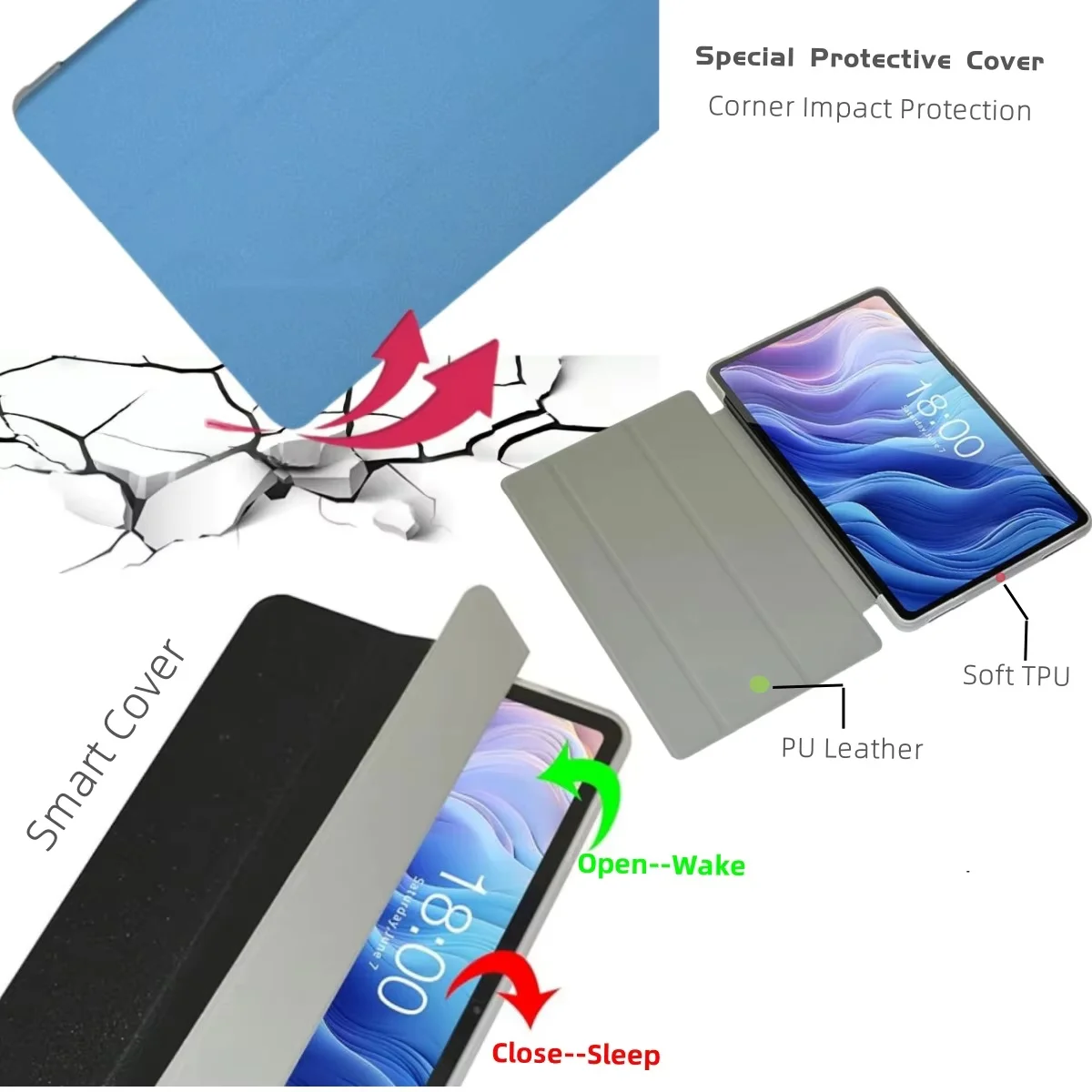 TINGYR Cover per Teclast P30s Custodia Tablet, Pelle, Supporto Pieghevole, Protezione all-Inclusive, Custodia per Teclast P30s.(Blu TINGYR Cover per Teclast P30s Custodia Tablet, Pelle, Supporto Pieghevole, Protezione all-Inclusive, Custodia per Teclast P30s.(Blu