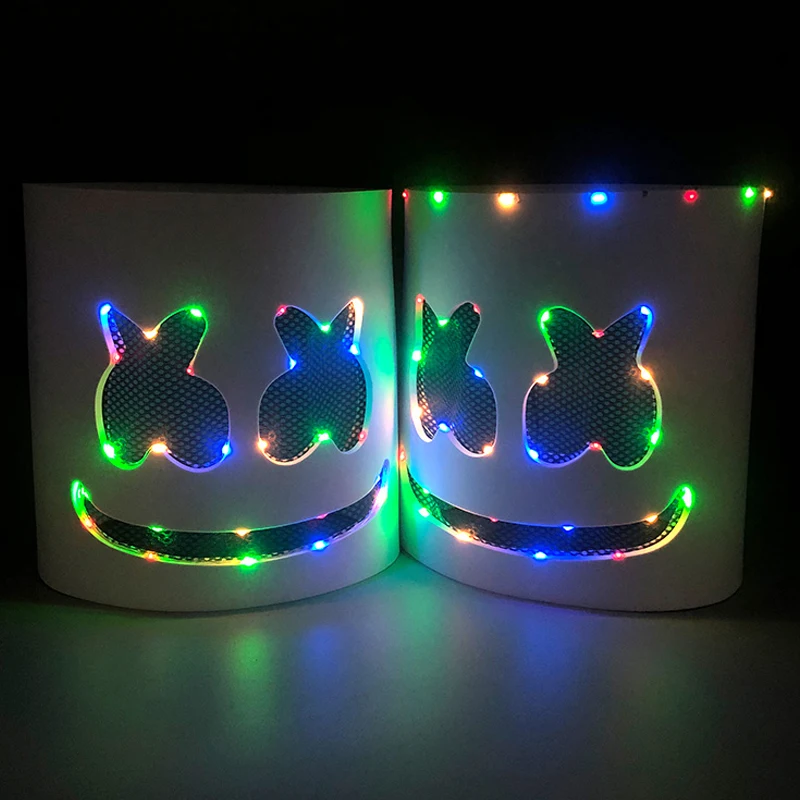 Music Dance Party Light Up Mask Full Face LED Neon DJ Marshmallow Mask Headgear Luminous Festival Props Cosplay Rave Party Mask - view 5