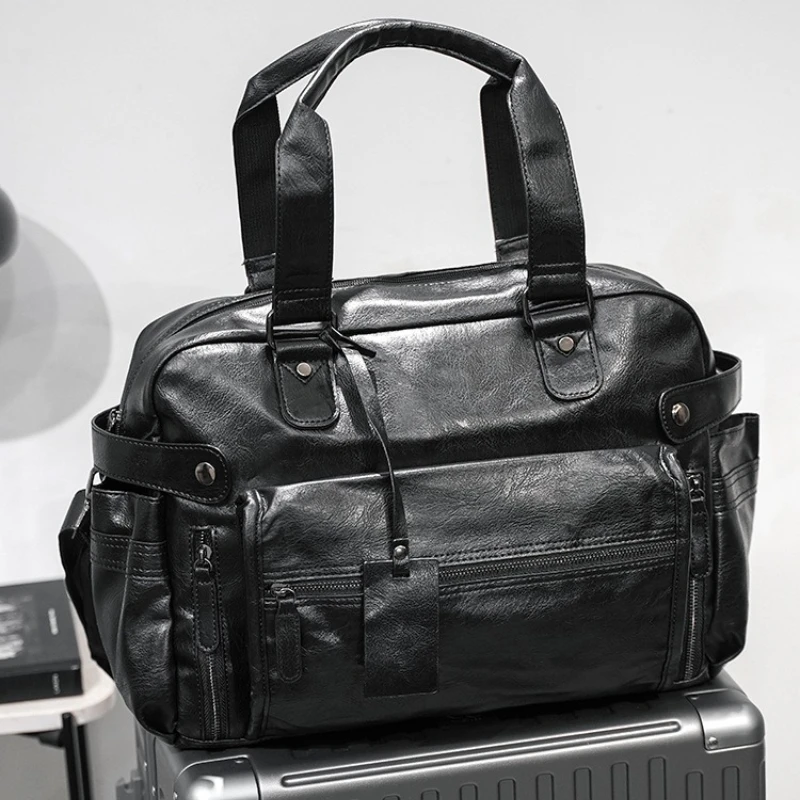 

Luxury Handbag Men Top-Handle Bags Fashion Crossbody Bag For Men Travel Totes Large Capacity Men's Handbags PU Leather Briefcase