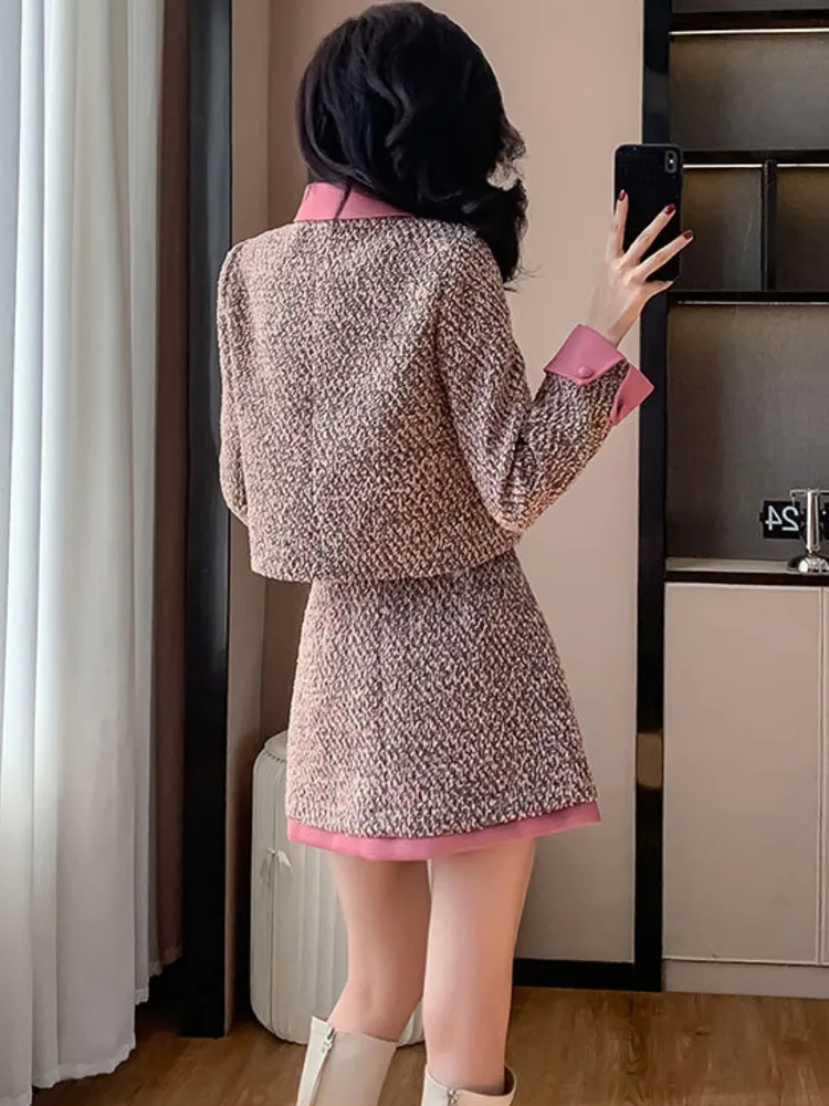 2024 Autumn/Winter Small Fragrant Wind Suit Small Fragrant Tweed Jacket With A Line Skirt Women High Quality Coat Two Piece Set