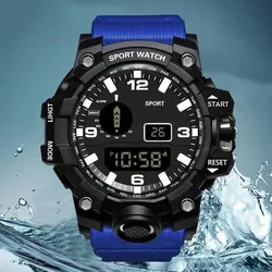 Reloj deportivo de cuarzo para hombre, cronógrafo electrónico Digital Led para jóvenes, estilo de marca Premium, pantalla Dual Digital