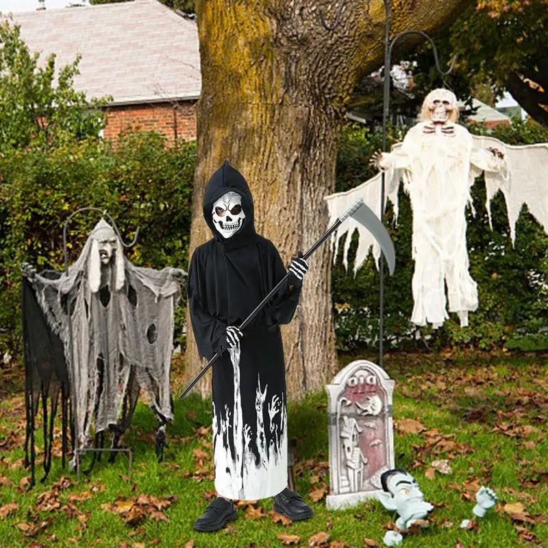 Costume de Seton à capuche pour enfants, combinaison de crâne d'horreur, modules effrayants, fête de carnaval, pyjama pour enfant, famille d'Halloween