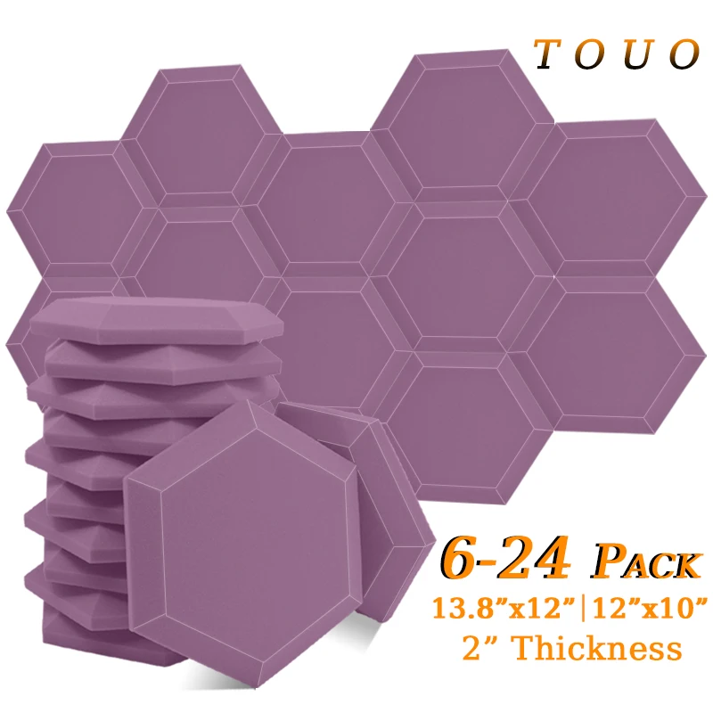 

TOUO Acoustic Foam 6/12/24 Pcs Hexagon High Density Sound Foam Sponge Pad High Density Sound Absorbing Material Home Accessories