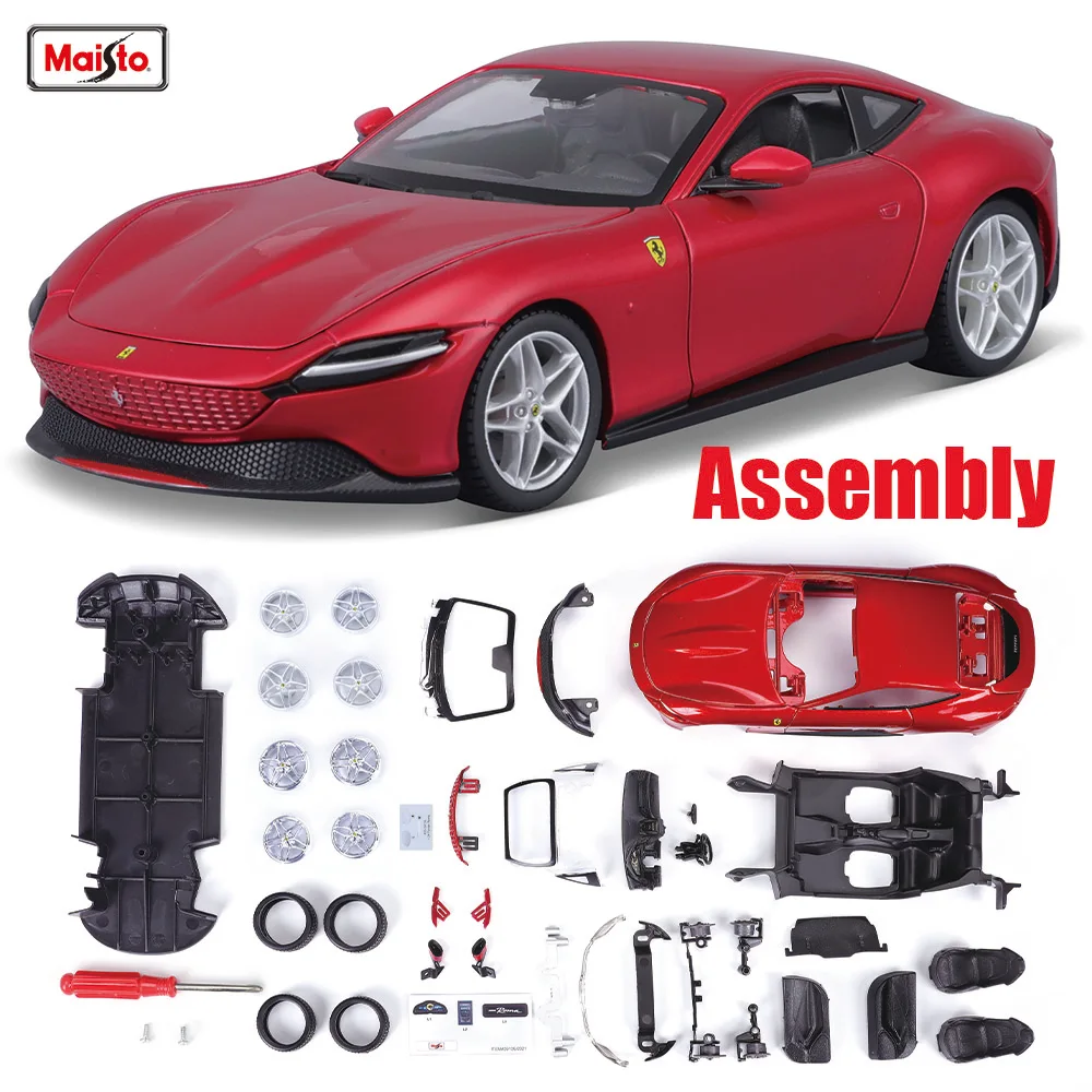 Maisto 1:24 Ferrari Roma enzo, modelo de coche de aleación ensamblado, herramienta de bricolaje ensamblada, colección de regalos de juguete para niño