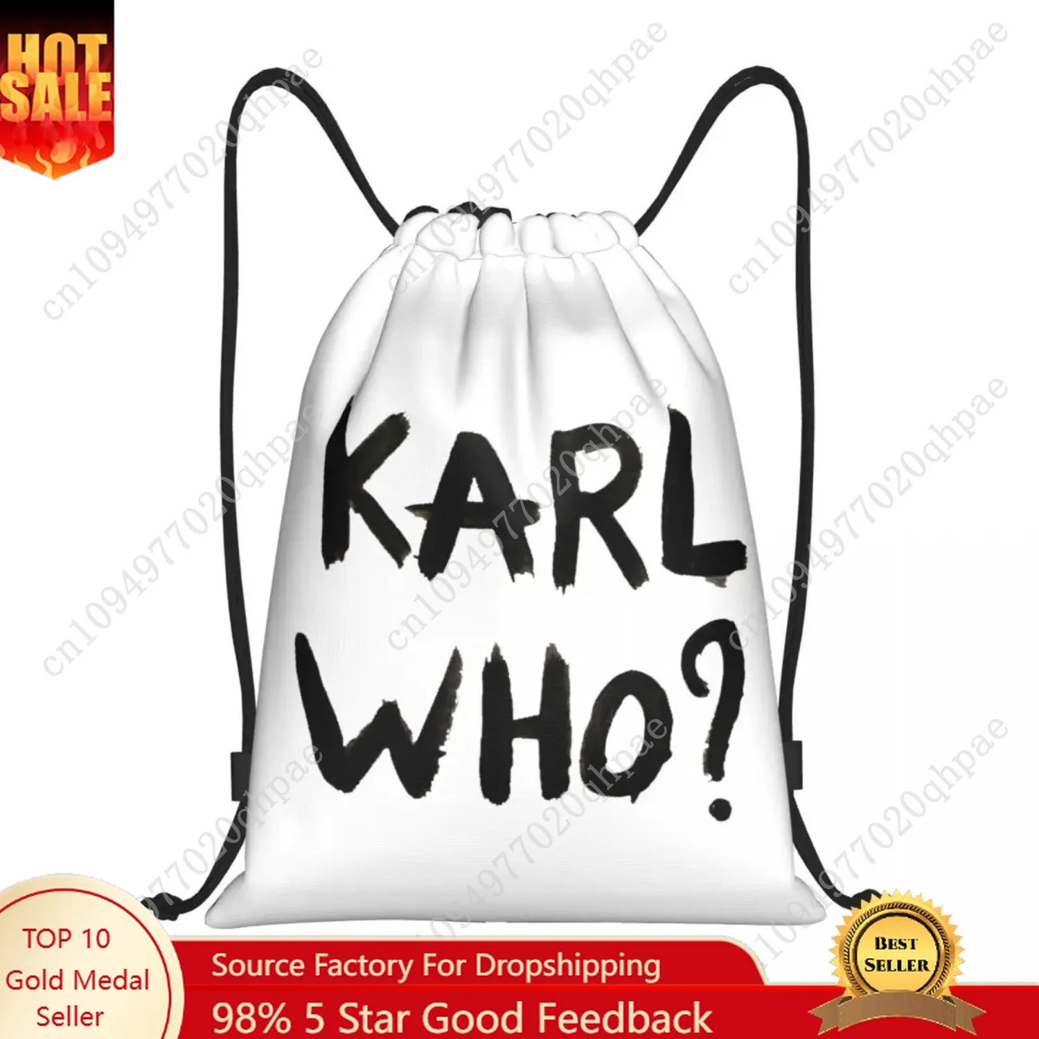 

Custom Karl Who Drawstring Bags for Shopping Yoga Backpacks Women Men Sports Gym Sackpack