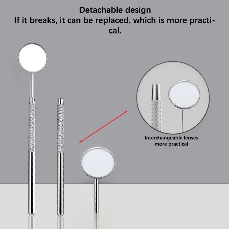 Dental Mouth Glass Mirror with Mirror Handle, Mouth Mirror, Single Face, Superfície Frontal, Oral Care, Dentes Limpos, Exame Higiene