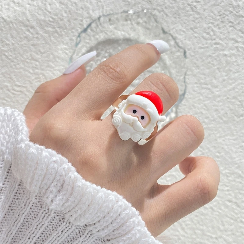 Festival Christmas Cartoon Ring Unadjustable Fashion Rings for Adding Cheer to Family Celebrations and Seasonal Outfits