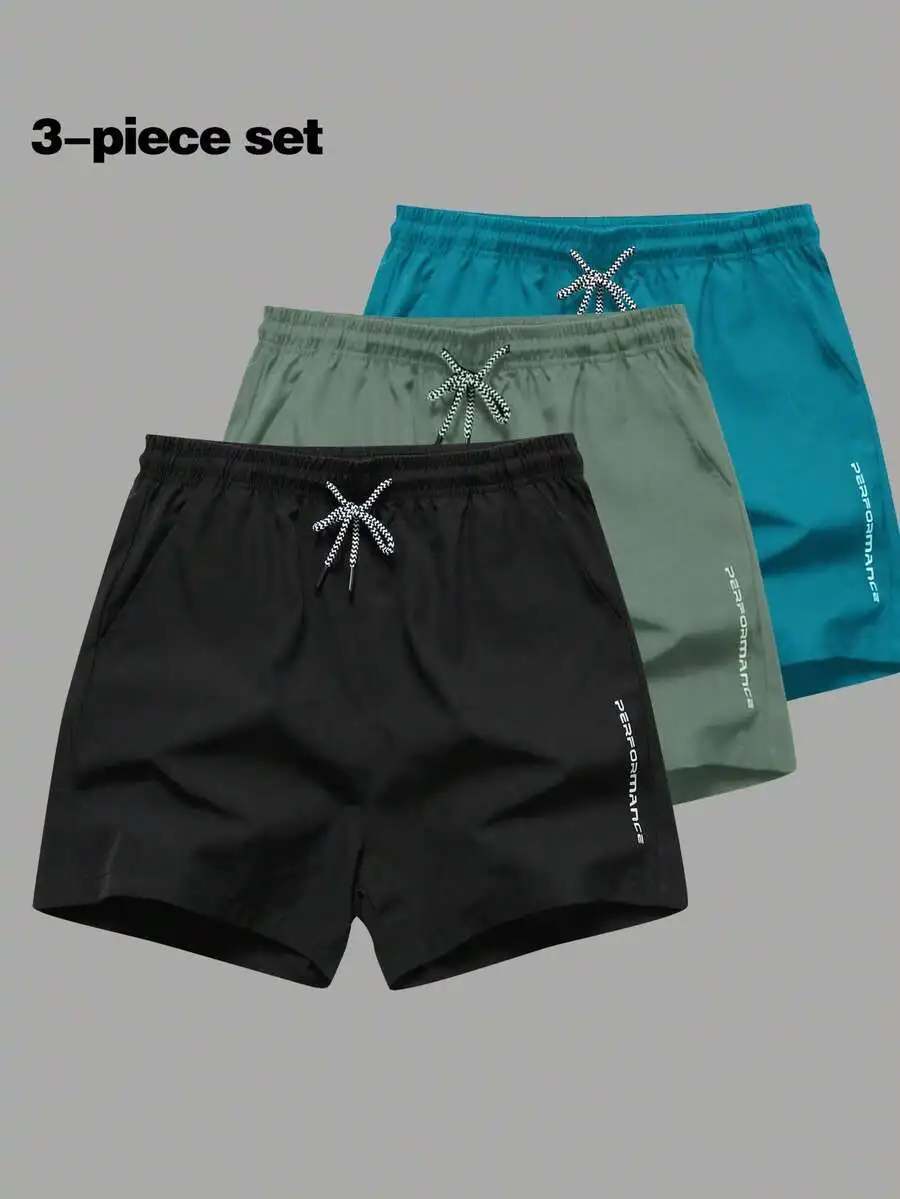 

3-Piece Set Mens Summer Casual Shorts Breathable Lightweight Sports Beach Pants
